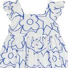 Girls White & Blue Flower Dress, 1, hi-res