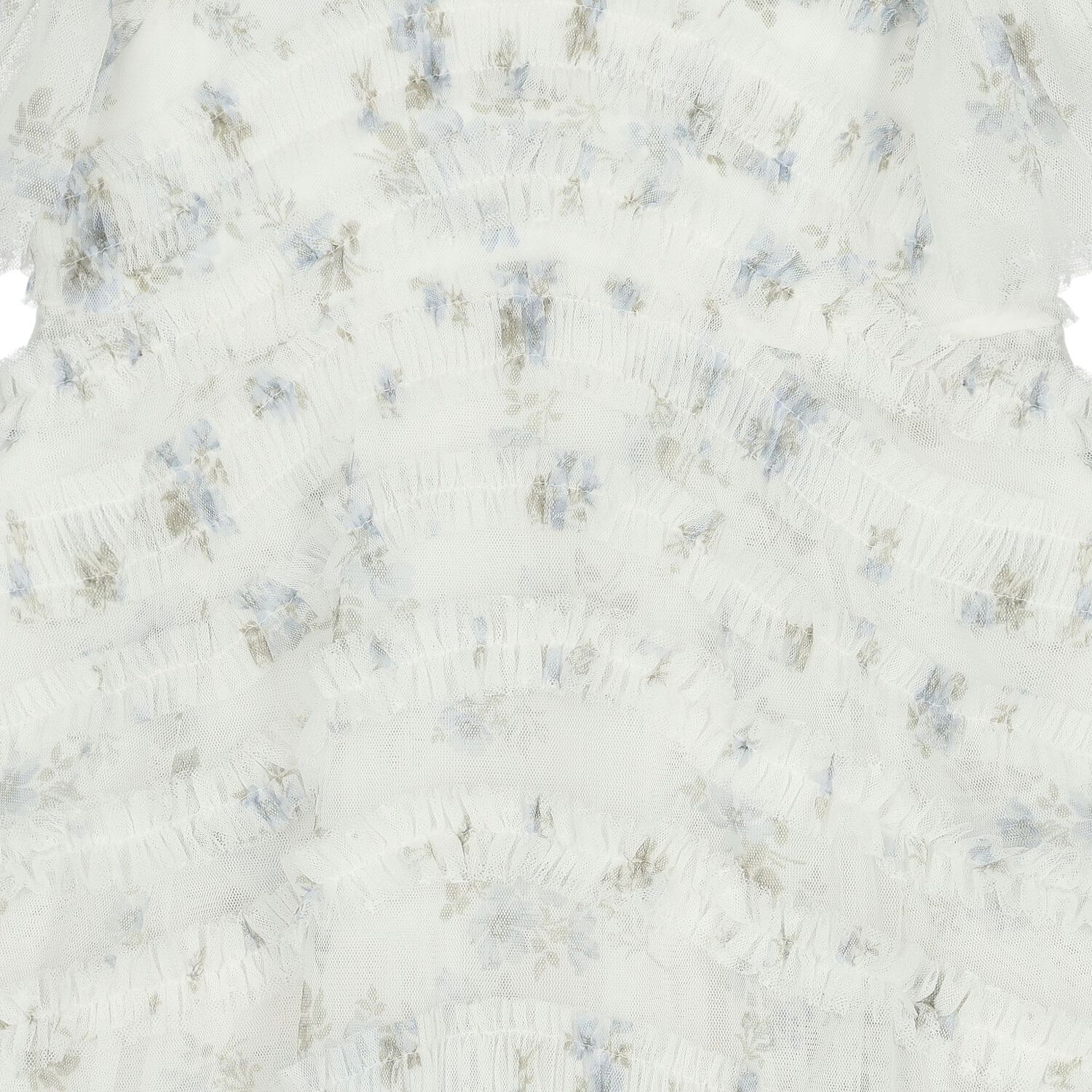 فستان تول أبيض مزهر بكشكشة للبنات, 1, hi-res