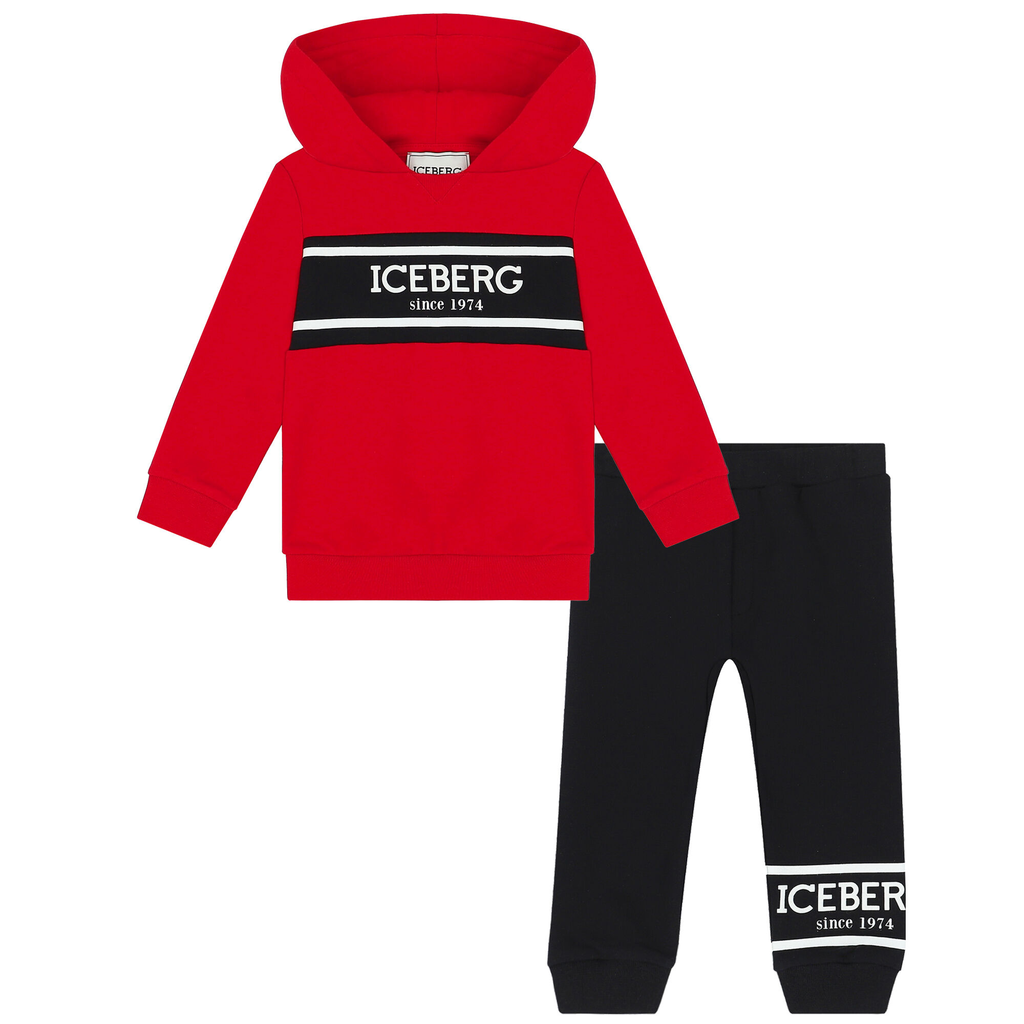 Iceberg Baby Boys Red Black Logo Tracksuit Junior Couture UAE