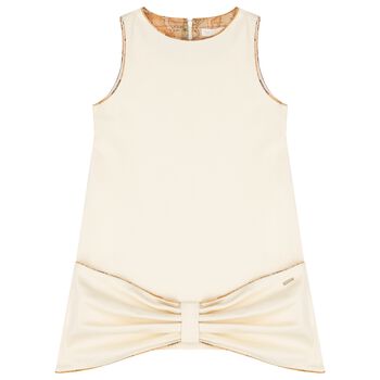 فستان عاجي مع فيونكة للبنات