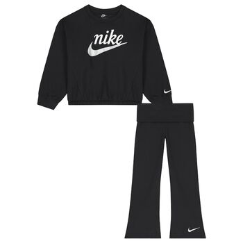 Girls Black Logo Leggings Set