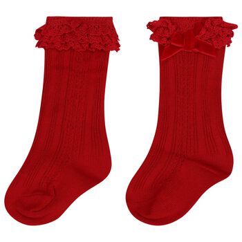 Baby Girls Red Lace Socks