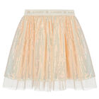 Girls Pink Embellished Sequin Tulle Skirt, 1, hi-res