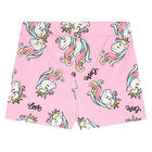 Girls Pink Unicorn Shorts, 1, hi-res