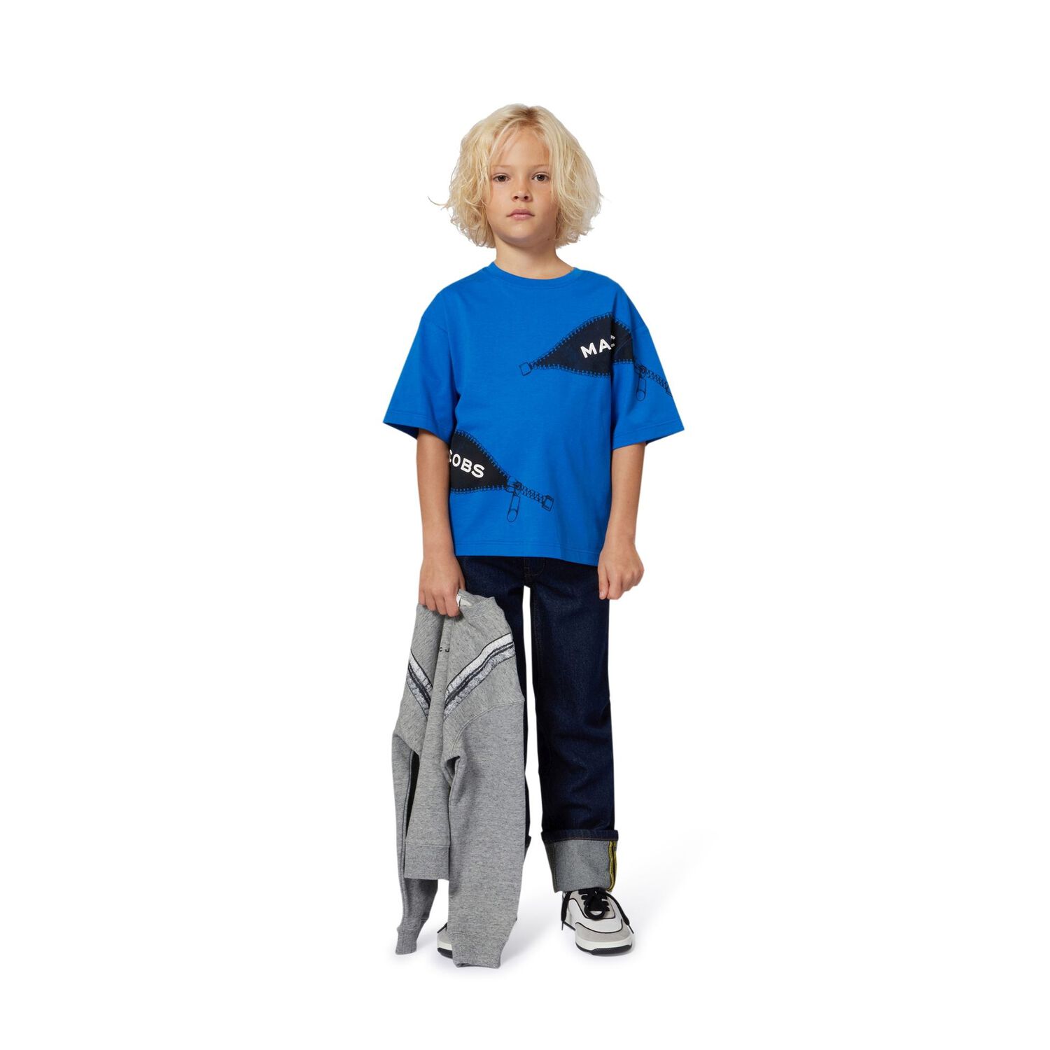 Boys Blue Zipped Logo T-Shirt, 2, hi-res image number null