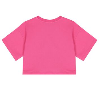 Girls Pink Teddy Bear Logo T-Shirt