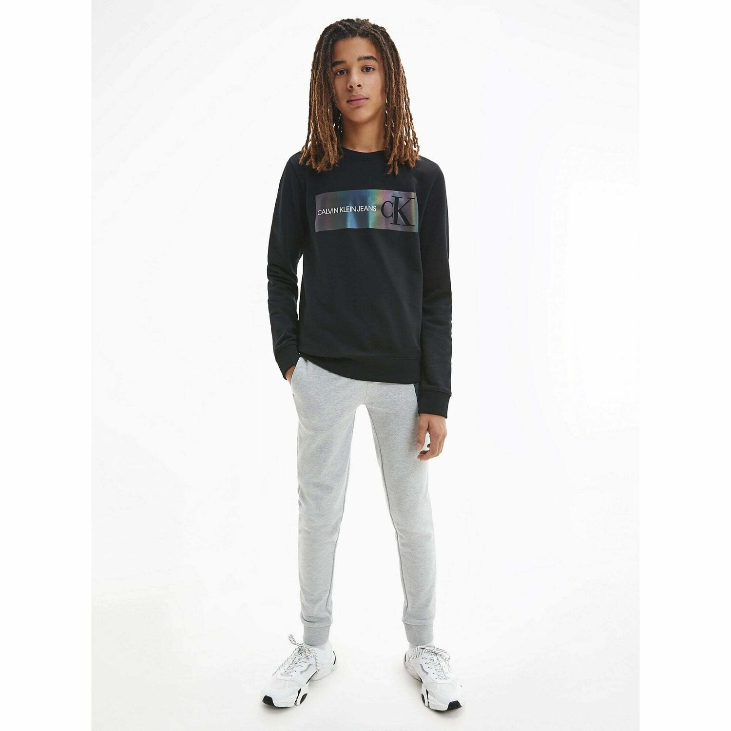 Boys Black Logo Sweatshirt, 1, hi-res image number null