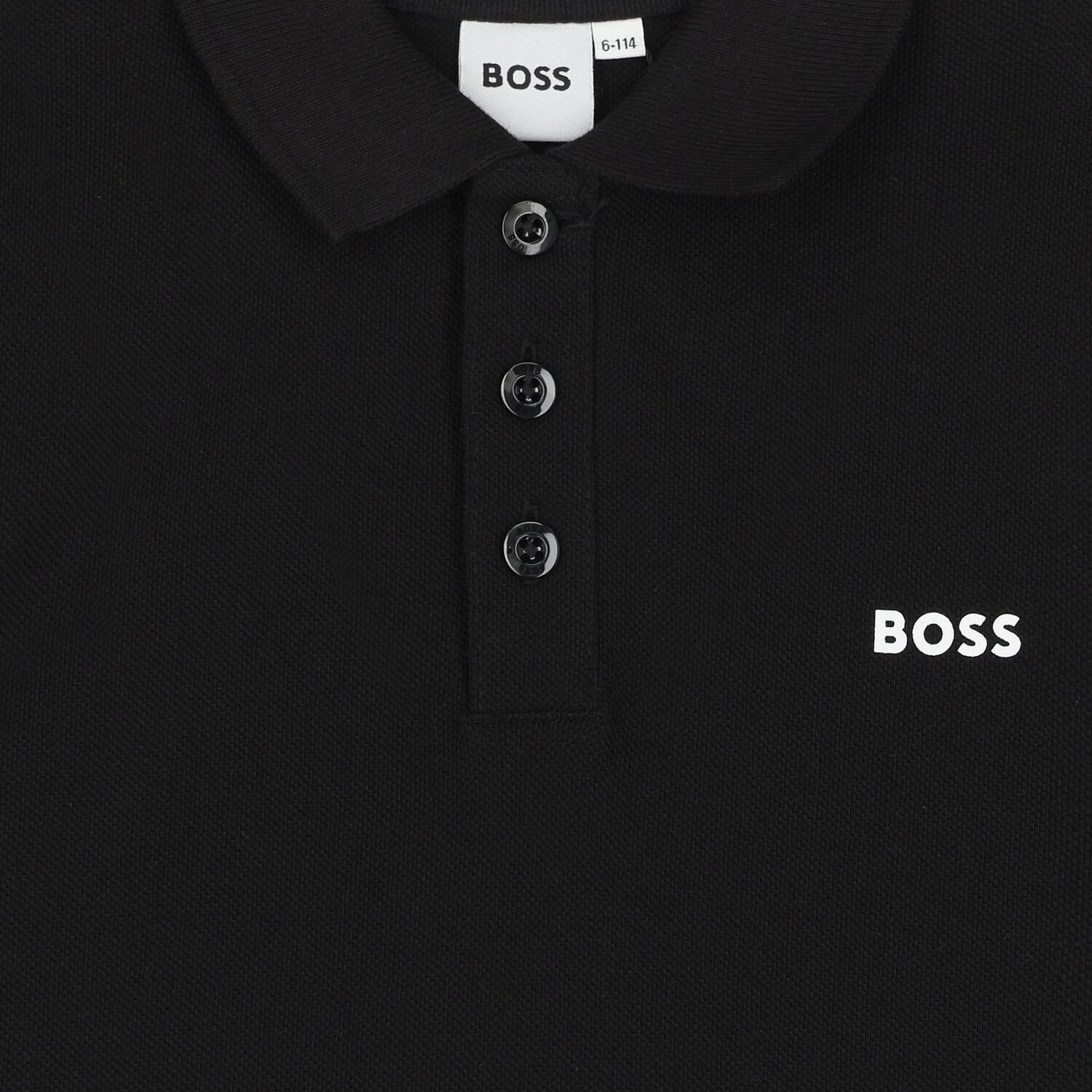 Boys Black Logo Polo Shirt, 1, hi-res
