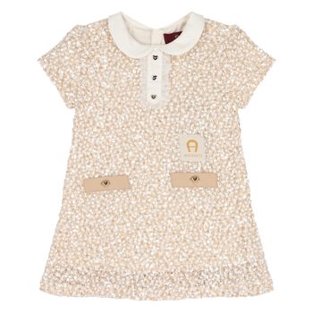 Younger Girls Beige Sequin Dress