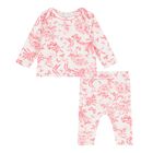 طقم بيجامة زهرية للبنات الصغار باللونين الأبيض والأحمر, 1, hi-res