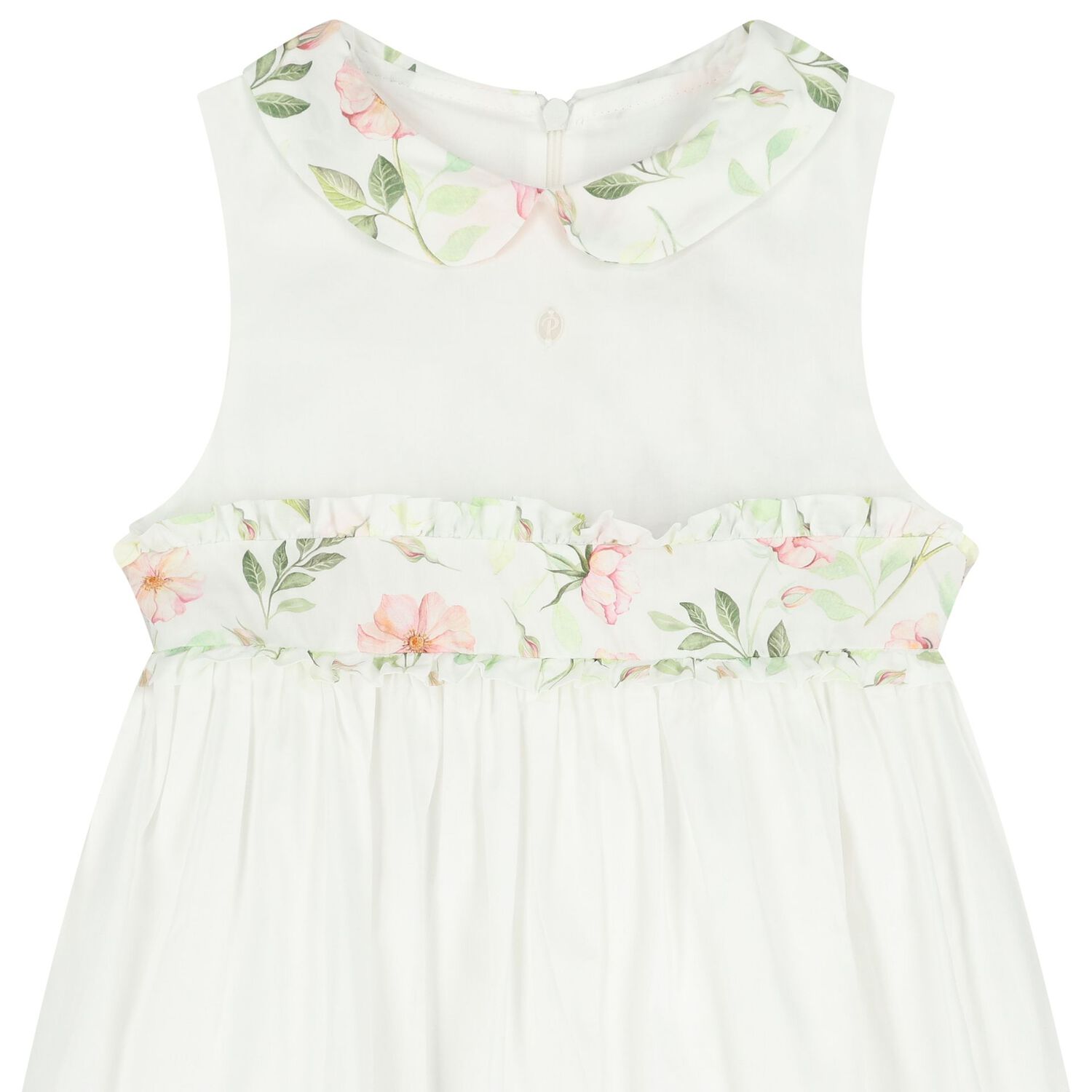 Girls White Ruffled Floral Dress, 1, hi-res