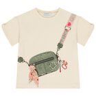 Girls Beige & Green Flower Leggings Set, 2, hi-res