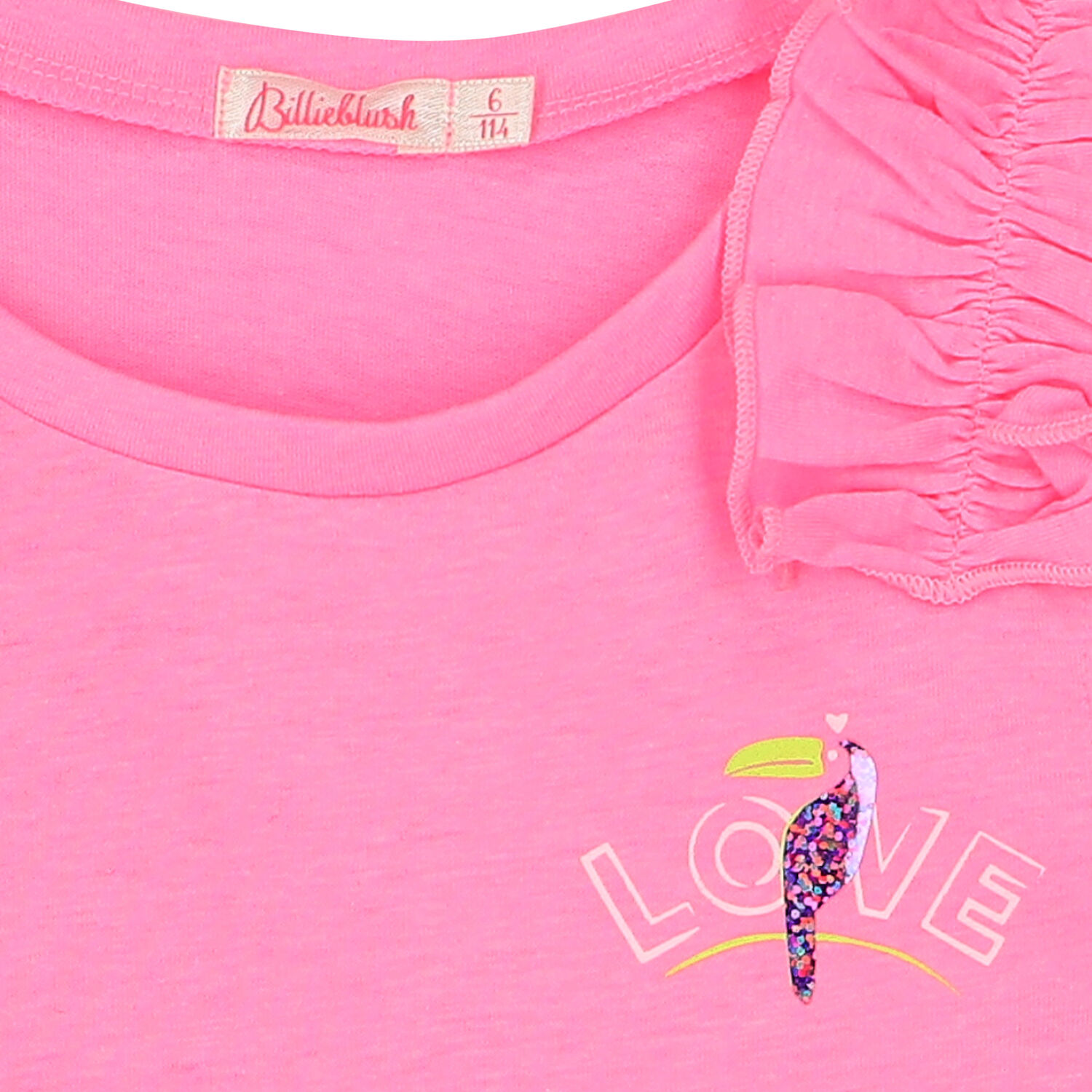 توب مكشكش باللون الوردي للبنات, 1, hi-res