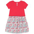 فستان بنات بالشعار وطبعة الزهور باللون الوردى والأبيض, 1, hi-res