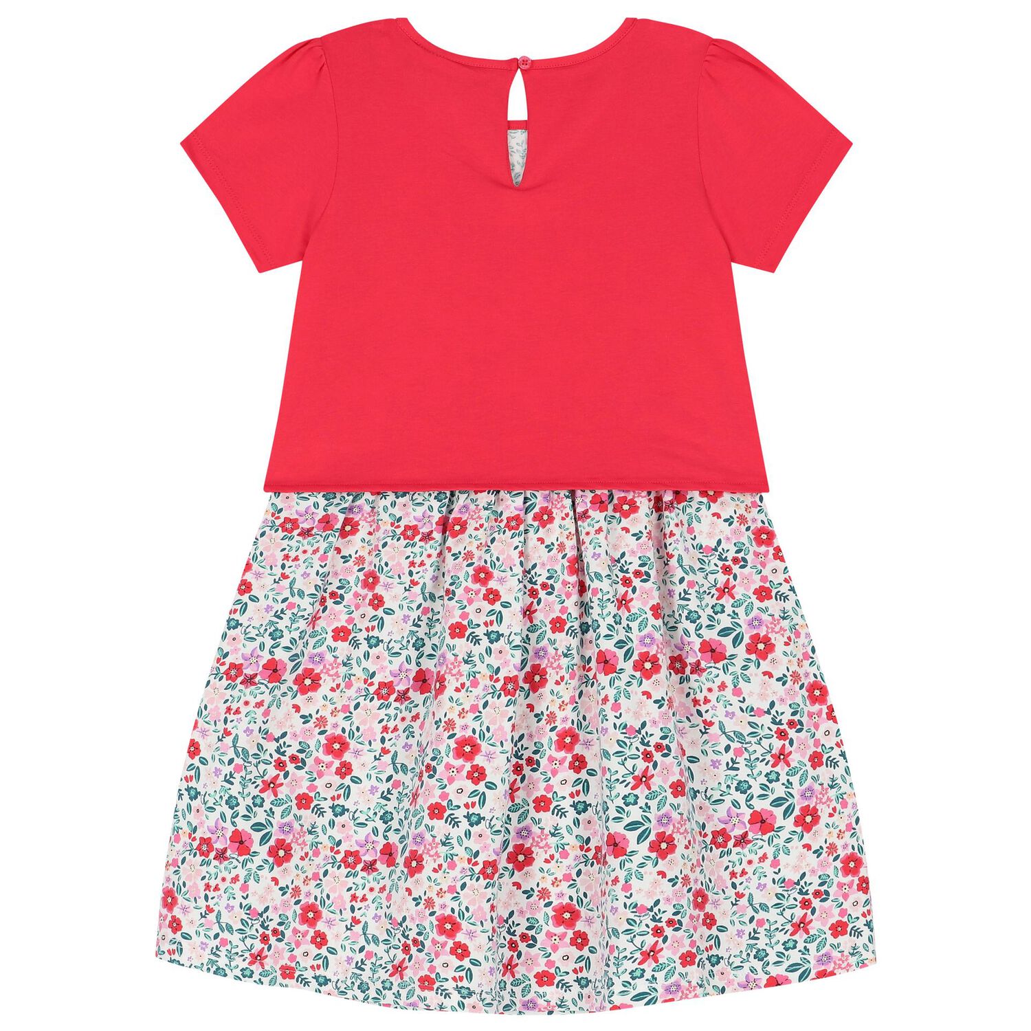 فستان بنات بالشعار وطبعة الزهور باللون الوردى والأبيض, 1, hi-res image number null