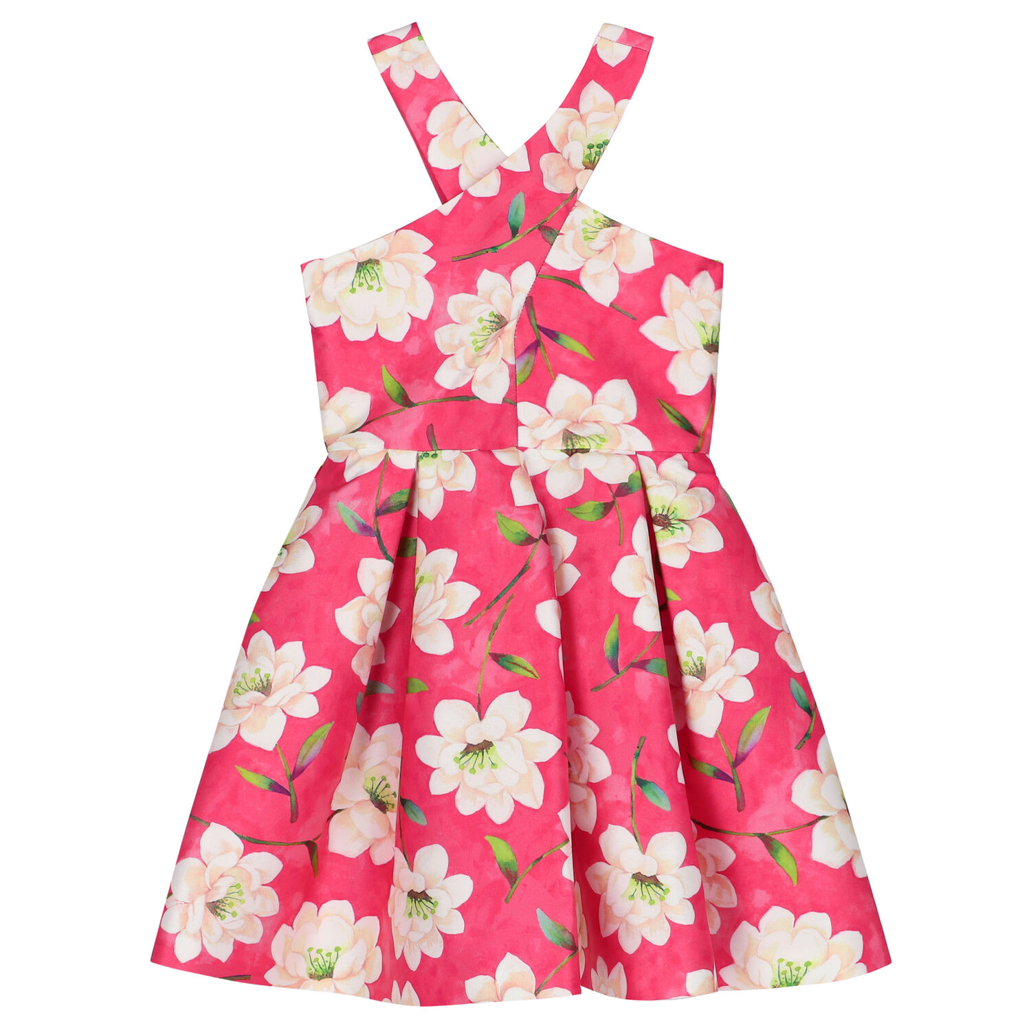 Girls Pink Floral Dress, 1, hi-res