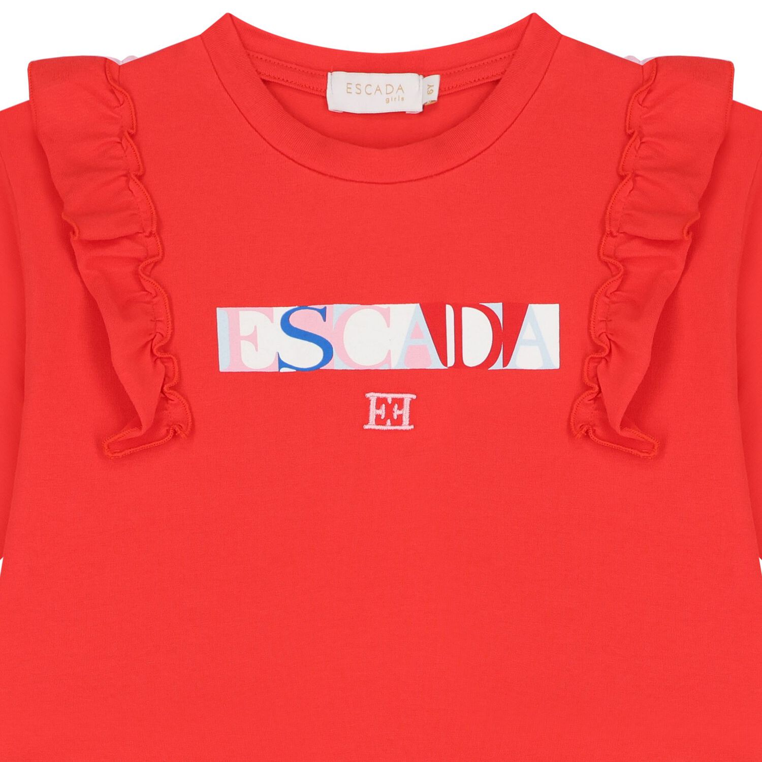 فستان بنات بالشعار باللون الاحمر , 2, hi-res