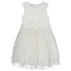 Girls White Tulle Flowers Dress, 1, hi-res