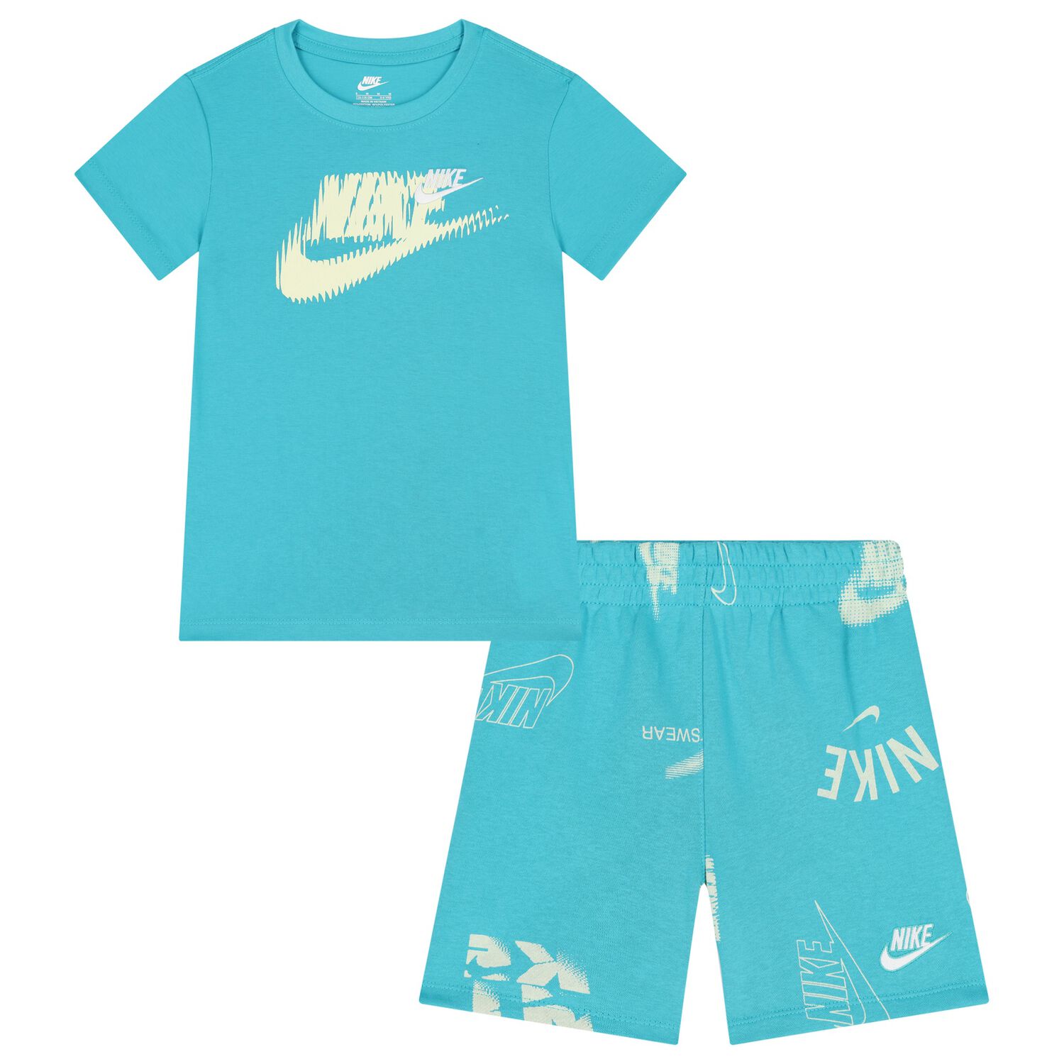 Boys Blue Logo Shorts Set, 1, hi-res