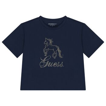 Girls Navy Blue Logo T-Shirt
