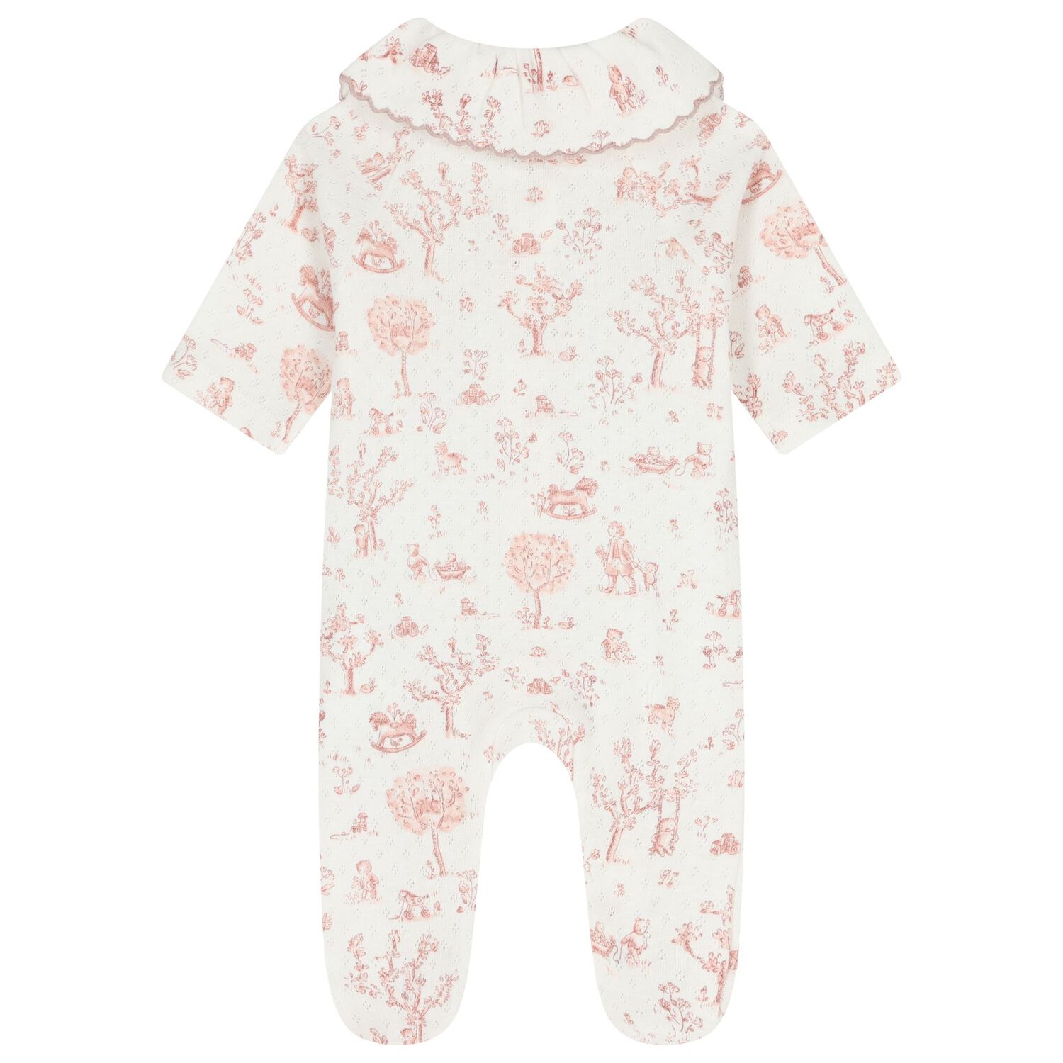 Baby Girls Ivory & Pink Teddy Bear Babygrow, 2, hi-res