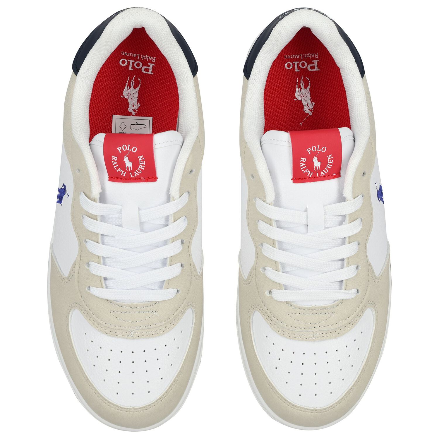 Boys White & Beige Logo Trainers, 1, hi-res