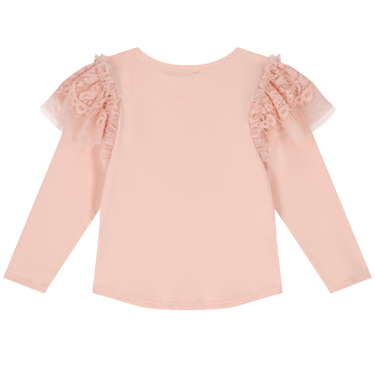 Girls Pink Lace Long Sleeve Top, 1, hi-res image number null