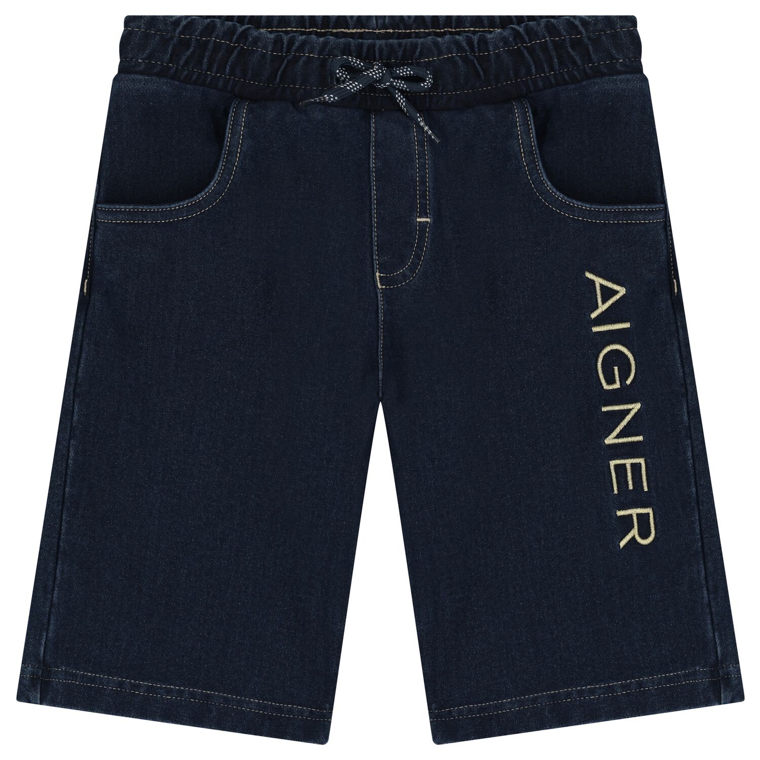 Boys Blue Logo Denim Shorts, 1, hi-res