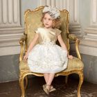 Girls Gold Floral Embroidered Dress, 1, hi-res