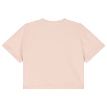 Girls Pink Embellished Logo T-Shirt