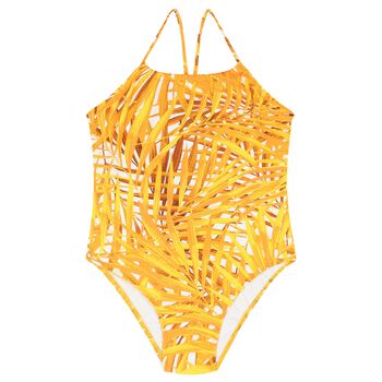 Girls Yellow Palm Swimsuit