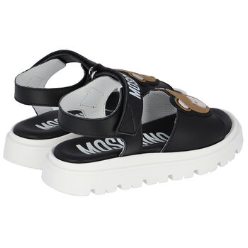 Black Teddy Bear Logo Sandals
