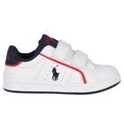 Younger Boys White Logo Trainers, 1, hi-res