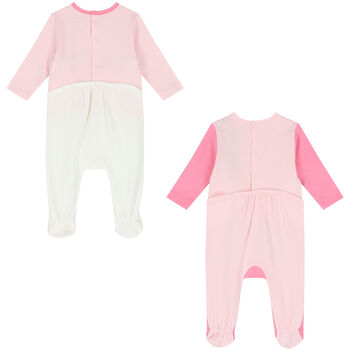 Baby Girls White & Pink Logo Babygrows (2 Pack)