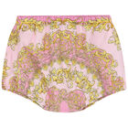 Baby Girls Ivory, Pink & Yellow Barocco Logo Dress Set, 1, hi-res