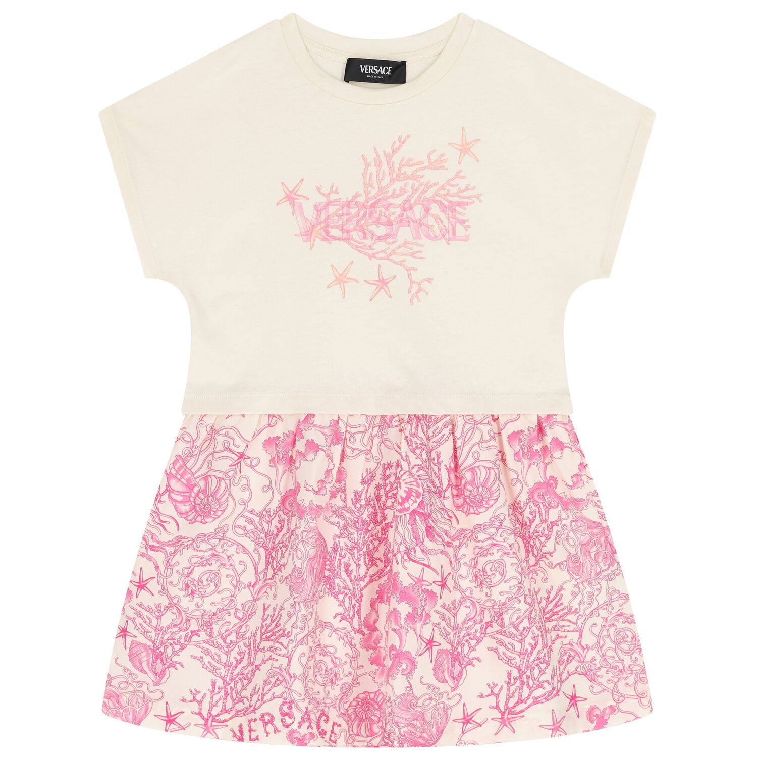 فستان لبنات باروكو باللون العاجي والوردي, 1, hi-res