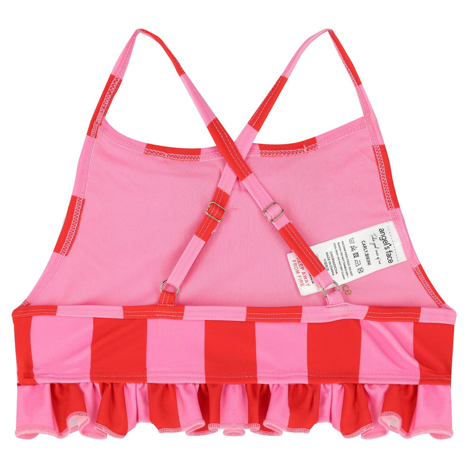 بيكيني مخطط باللونين الوردي والأحمر للبنات, 1, hi-res image number null