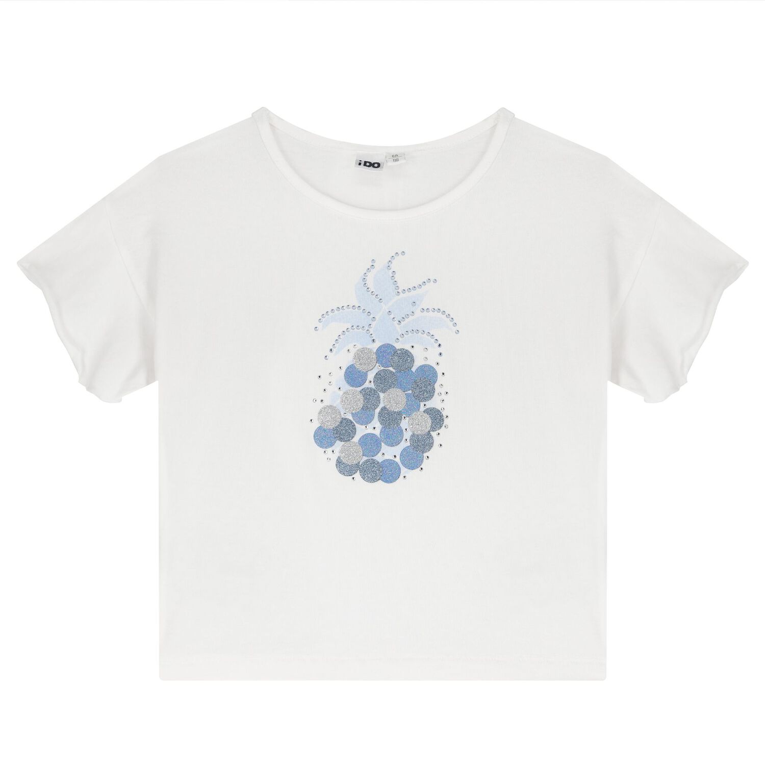 طقم تنورة مزينة باللونين الأبيض والأزرق للبنات, 1, hi-res image number null