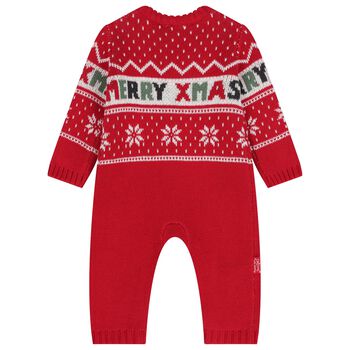 Red Christmas Knitted Baby Romper