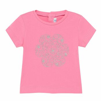 Younger Girls Pink Flower T-Shirt
