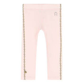 Younger Girls Pink Logo Leggings