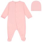 Baby Girls Pink Teddy Bear Logo Babygrow Gift Set, 2, hi-res