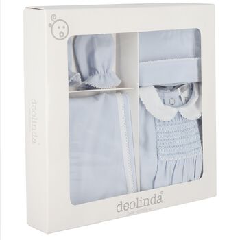 طقم هدايا ملابس أطفال أولاد باللونين الأزرق والأبيض