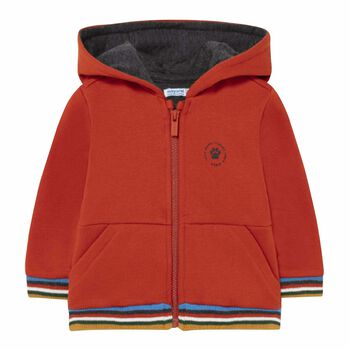 Younger Boys Orange Tiger Zip Up Top