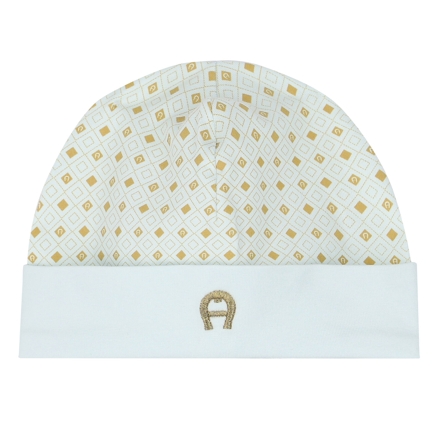 Ivory & Gold Logo Babygrow & Hat Set, 3, hi-res image number null