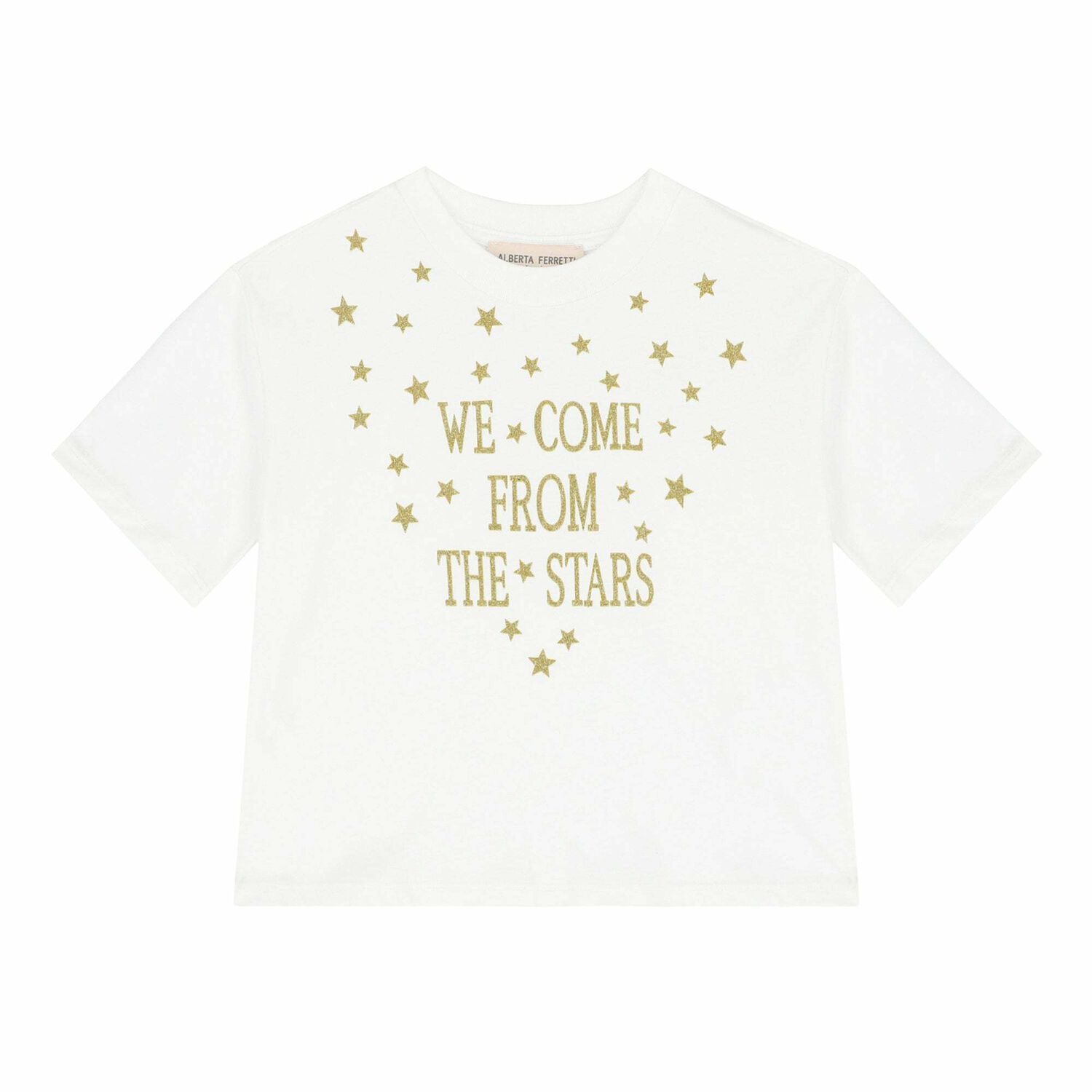 Girls White & Gold Crop Top, 1, hi-res