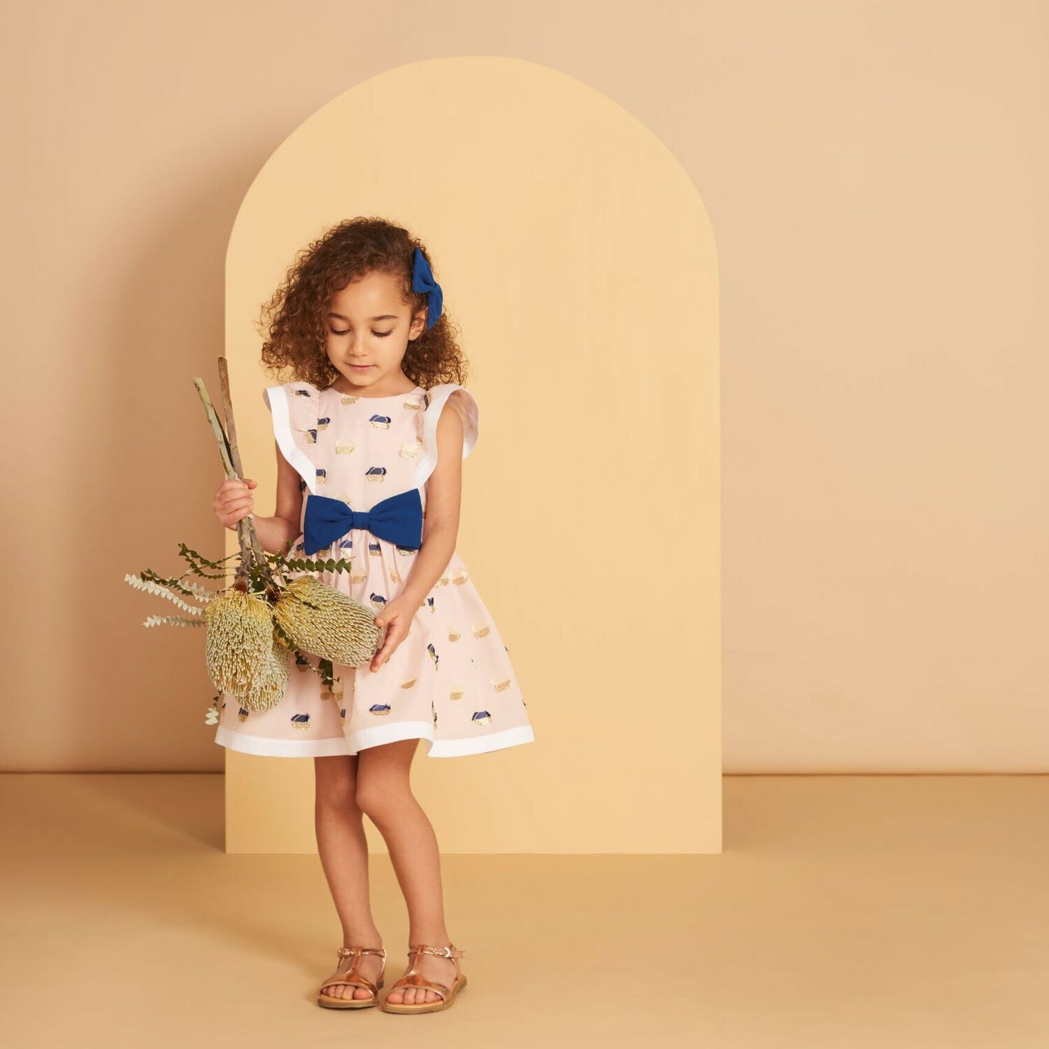 Girls Pink & Blue Jacquard Dress, 1, hi-res image number null