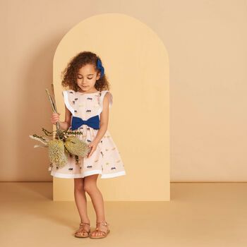 Girls Pink & Blue Jacquard Dress