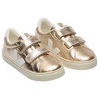 Gold & White Leather Trainers , 1, hi-res