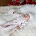 طقم بنات أفرول قطن باللون الوردي, 1, hi-res